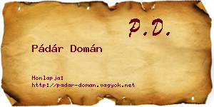 Pádár Domán névjegykártya